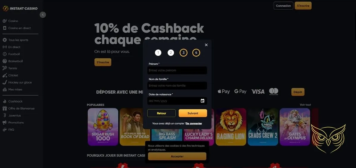Visuel de l'offre de bienvenue Instant Casino