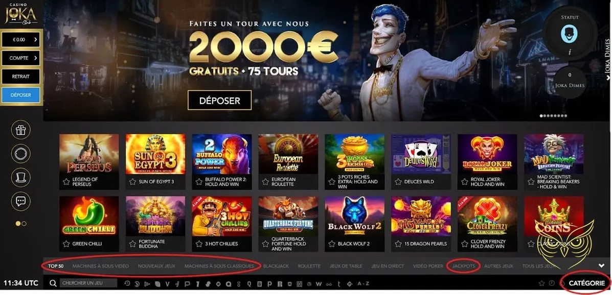 Écran de dépôt Joka Casino