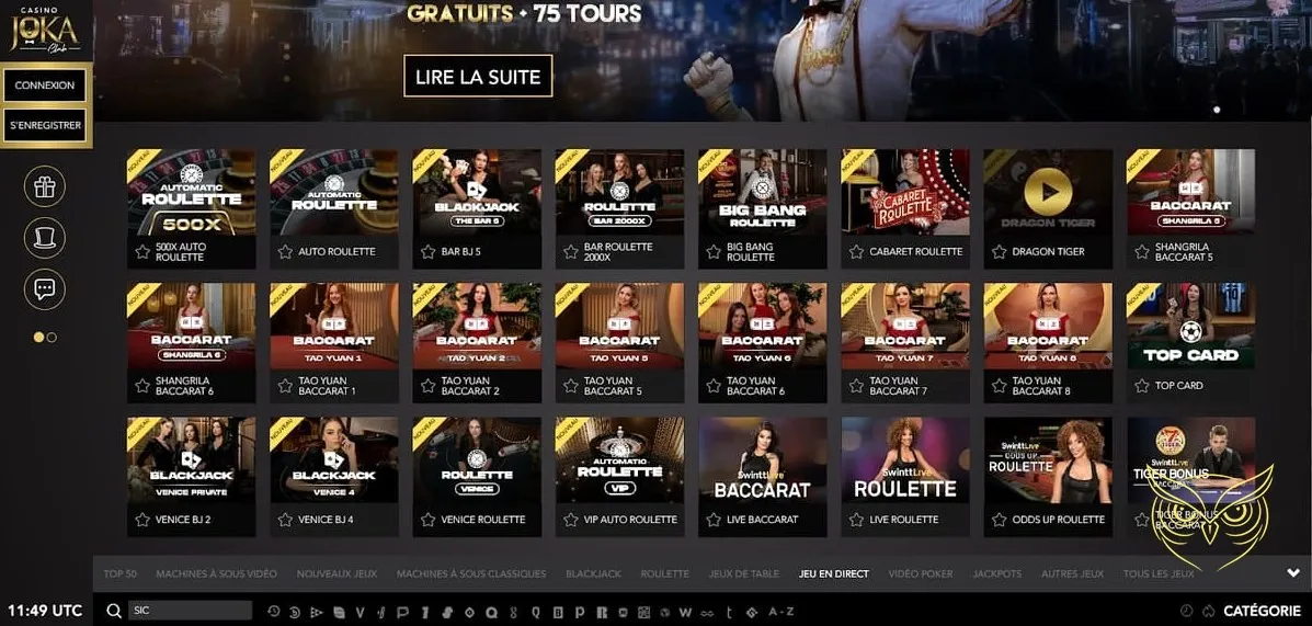 Lobby du casino en direct Joka Casino