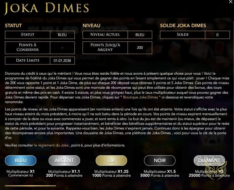 Vitrine de la boutique Joka Casino