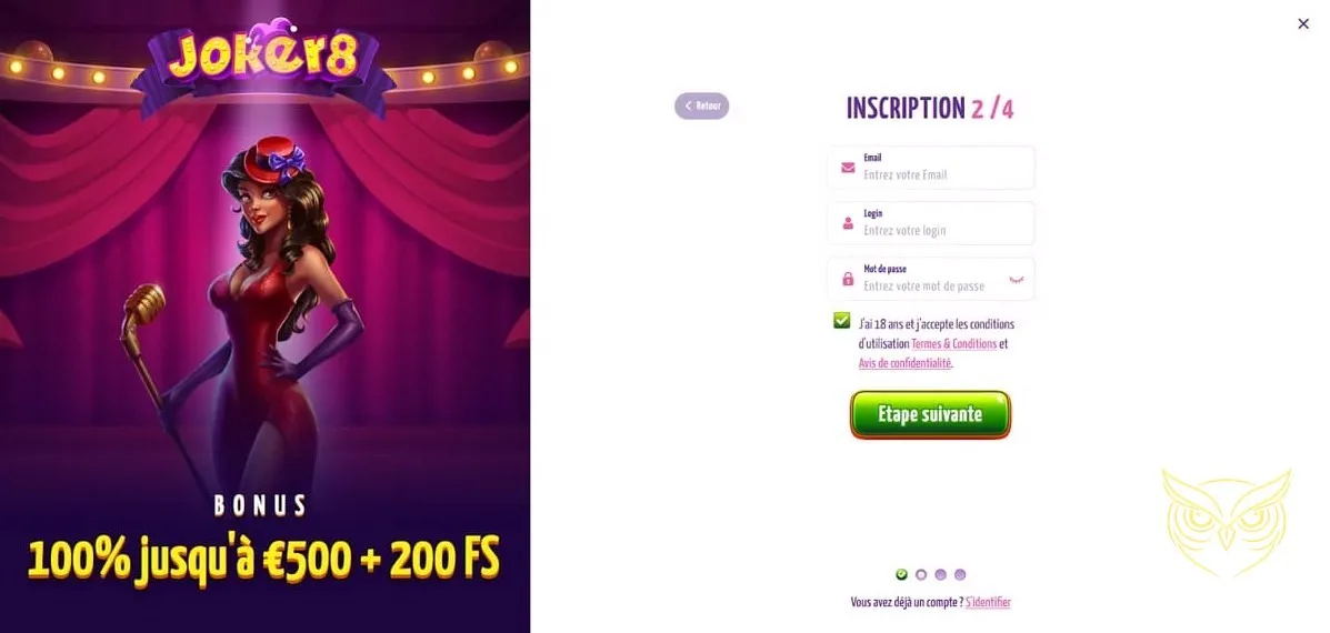 Système d'étoiles thématique Cabaret Joker8 Casino