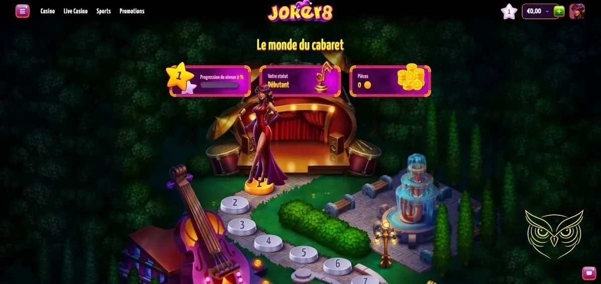 Page des tournois disponibles Joker8 Casino