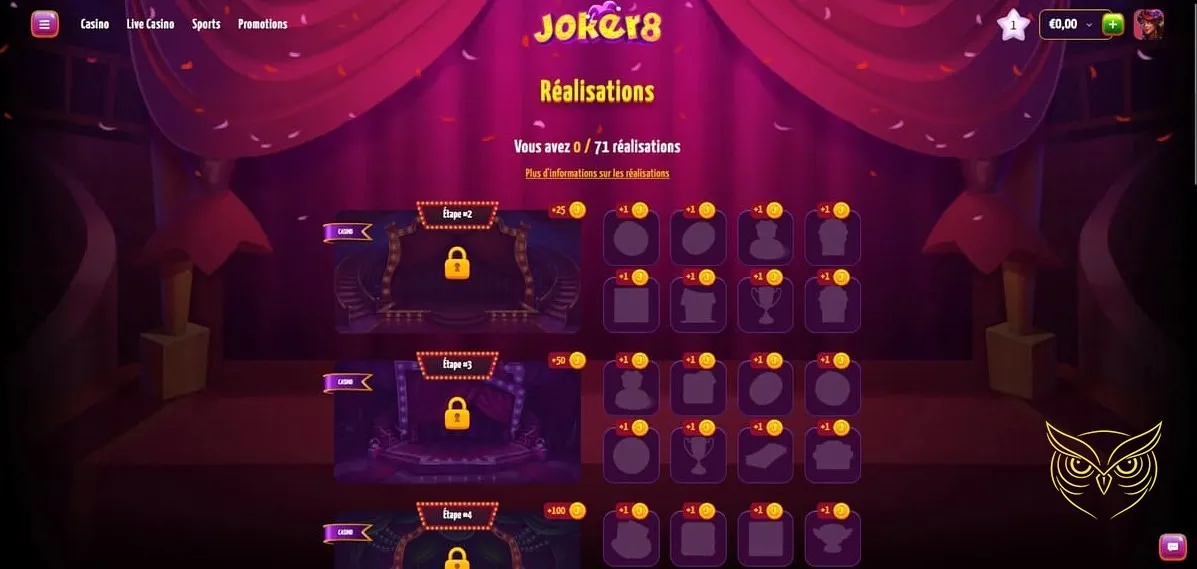 Capture d'écran de la FAQ du casino Joker8