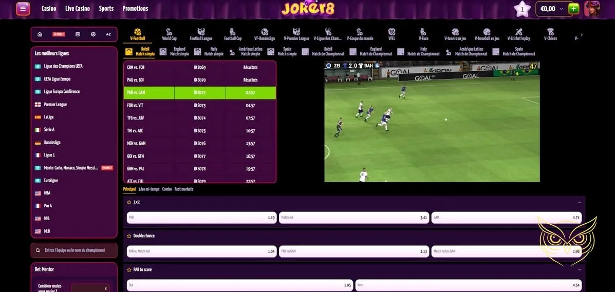 Interface du support client en direct Joker8 Casino