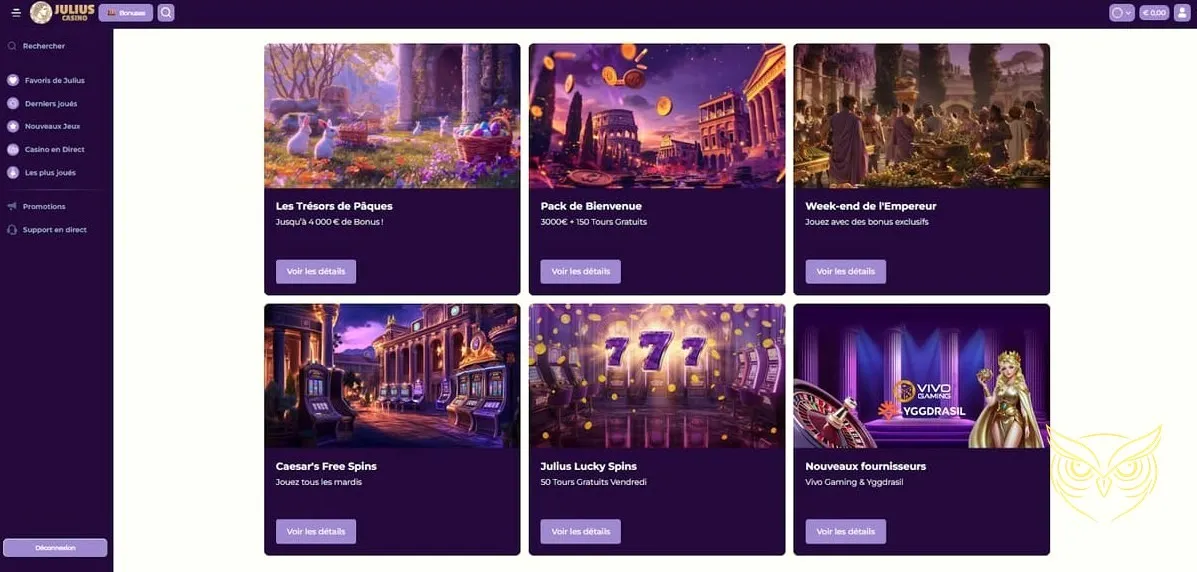 Section des machines à sous du casino Julius