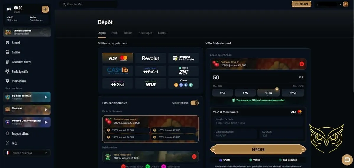 Section de jeux Live Casino Kingdom