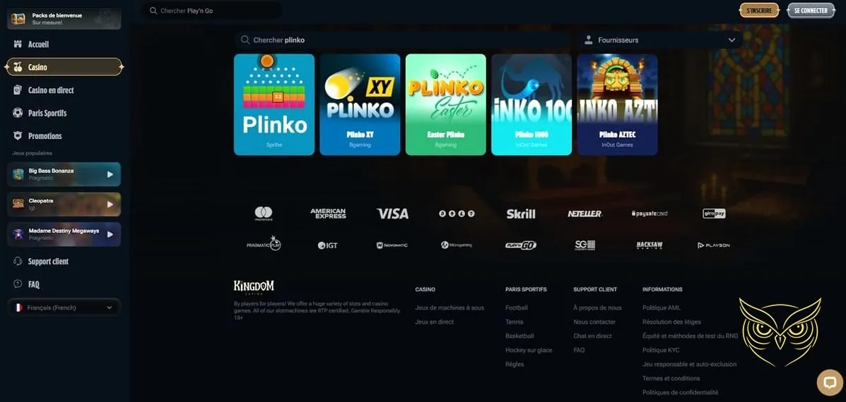 Formulaire d'inscription au casino Kingdom Casino