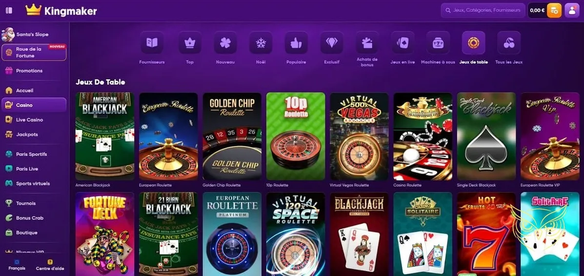 Section des bonus et promotions Kingmaker Casino