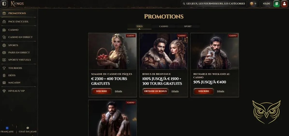 Icône pour effectuer un dépôt sur Kyngs Casino