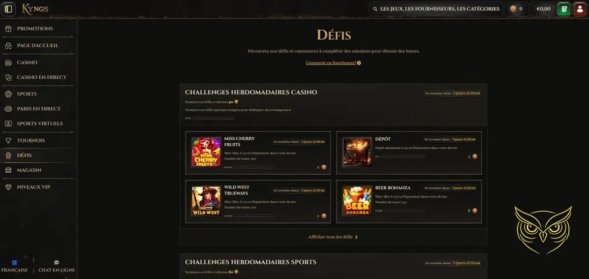 Icône de la section Casino en Direct Kyngs Casino