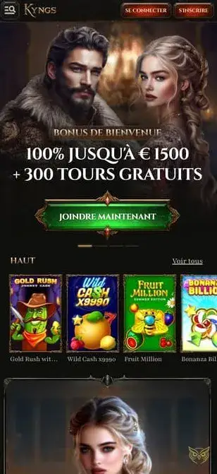 Capture d'écran de l'application mobile Kyngs Casino