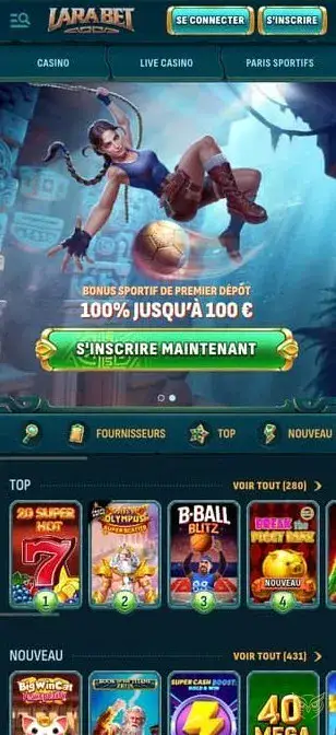 Capture d'écran de l'application Larabet Casino