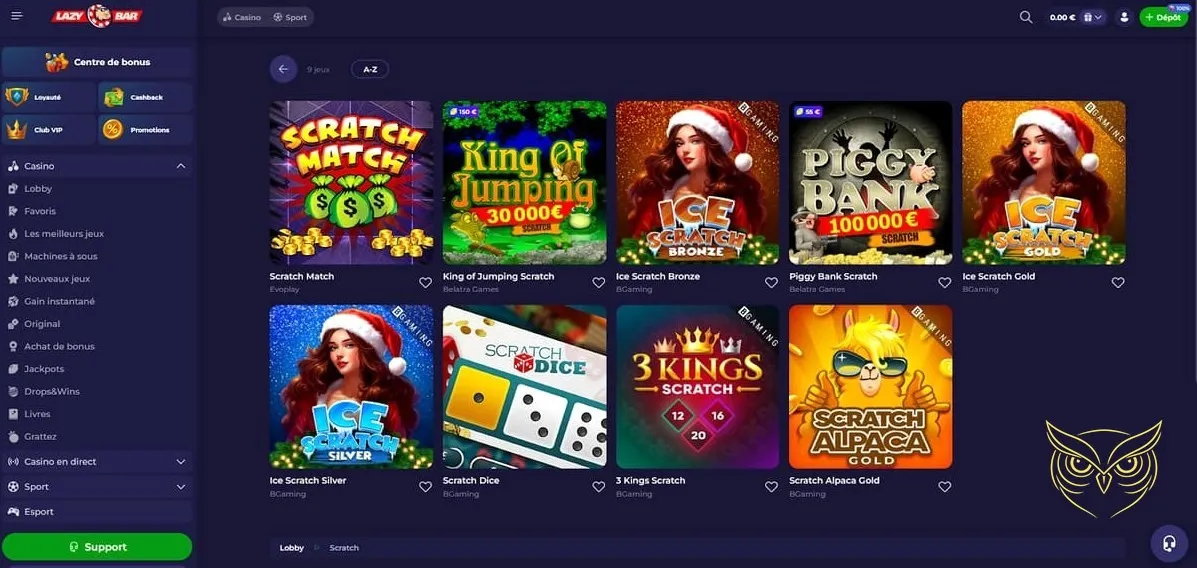 Sélection de machines à sous disponibles LazyBar Casino