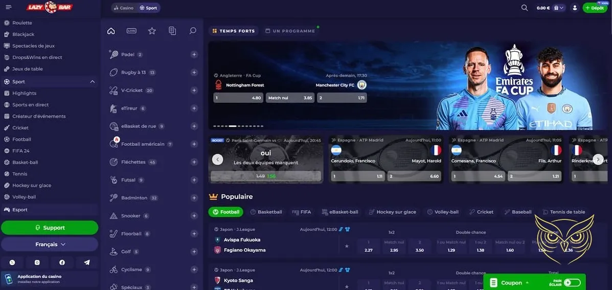 Bouton d'inscription au casino LazyBar