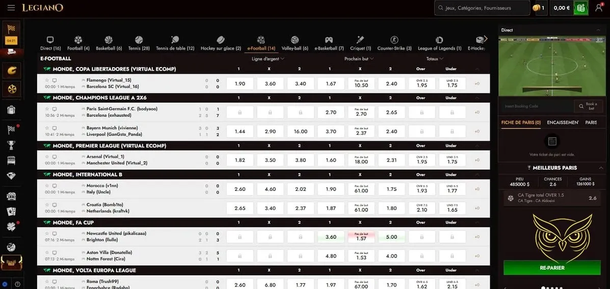 Icône de la page de dépôt Legiano Casino