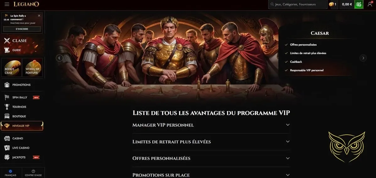 Capture d'écran du centre d'aide Legiano Casino