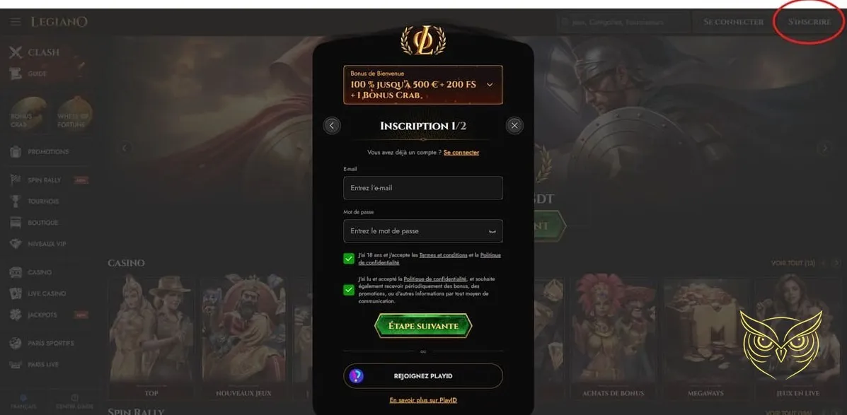 Icône de l'offre Bonus de bienvenue Legiano