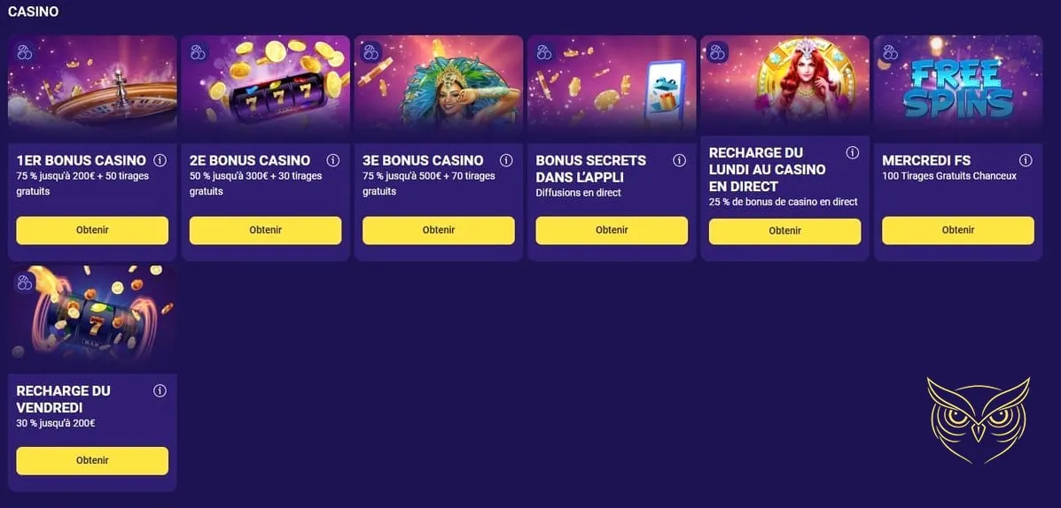 Tableau du programme VIP Libet Casino