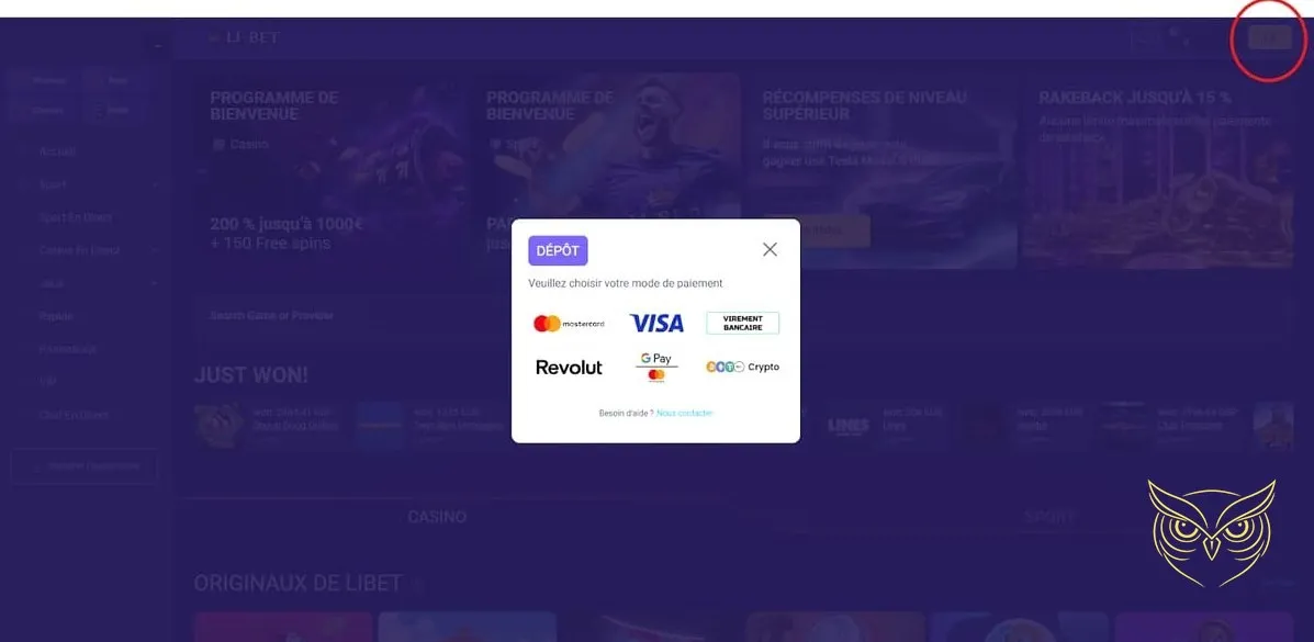 Icône de la section sport Libet Casino