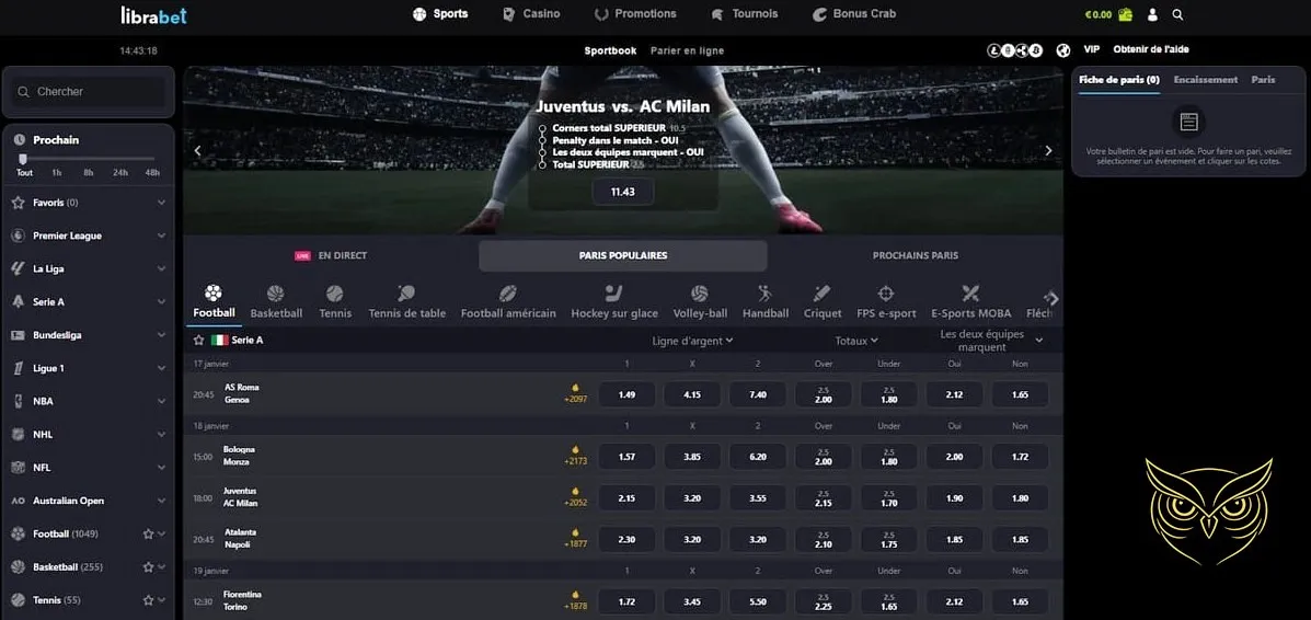 Interface de la Cashbox Librabet