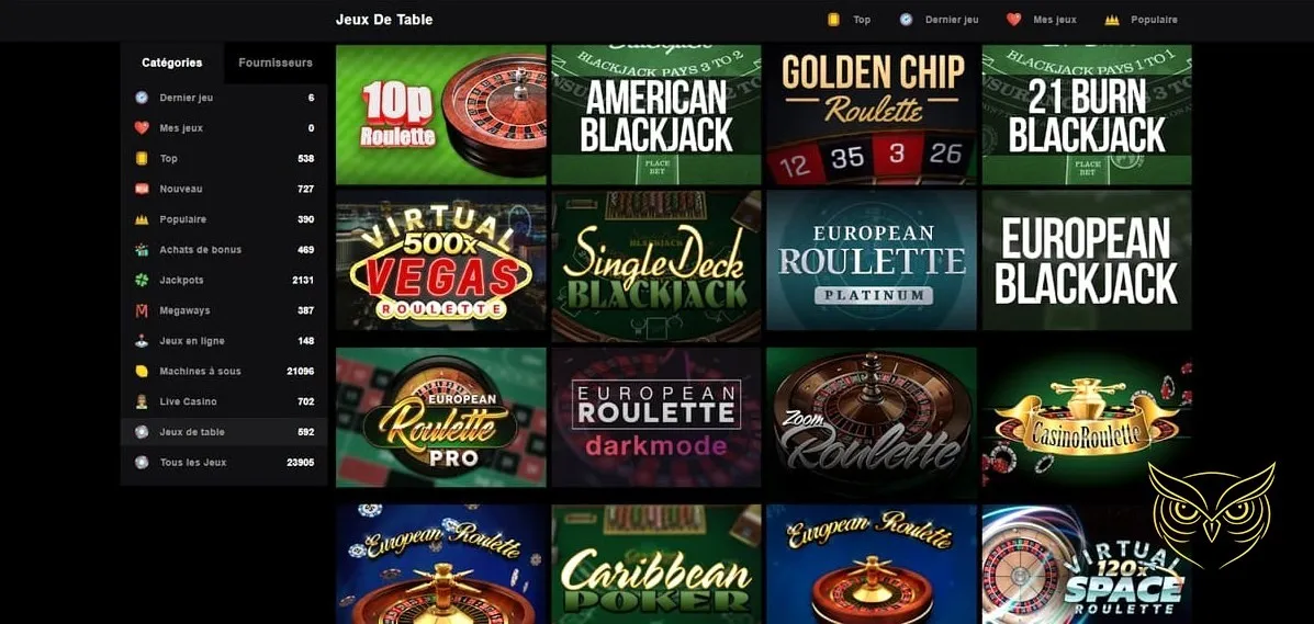 Interface des jeux en ligne du casino Librabet