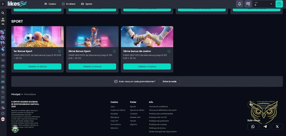 Vue d'ensemble des collections Likes.Bet Casino