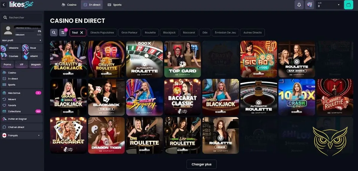 Sélection de jeux de table Likes.Bet Casino