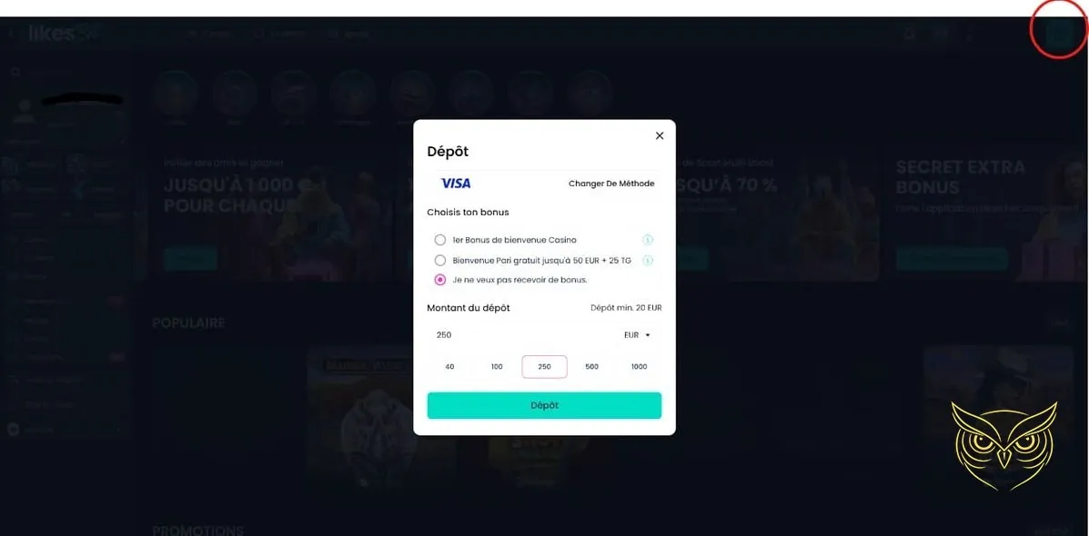 Section des paris sportifs Likes.Bet Casino