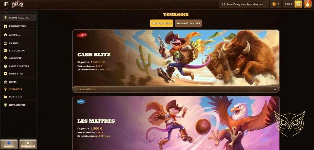 Formulaire d'inscription rapide au casino Lizaro.