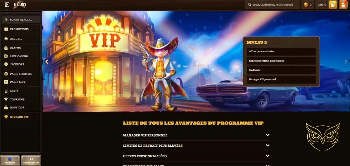 Expérience de casino live supérieure Lizaro Casino.