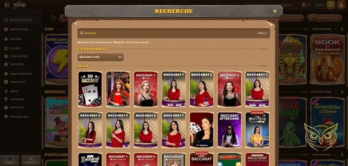 Détail du bonus de premier dépôt Lizaro Casino.