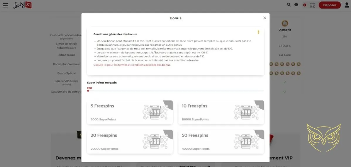 Page d'inscription simplifiée du casino Lucky 31.