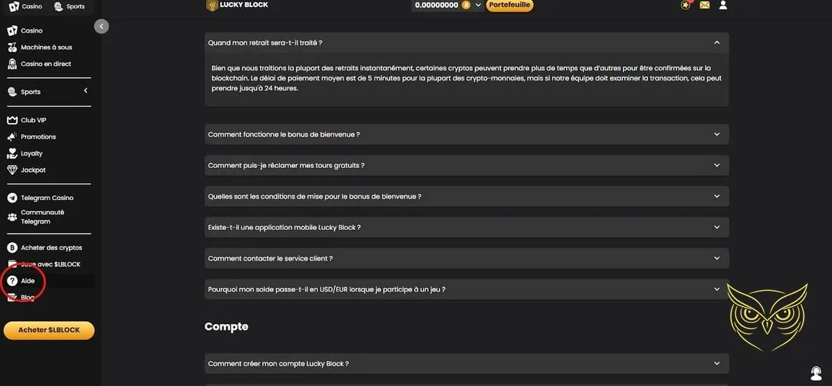 Visuel de la roue de la chance Lucky Block