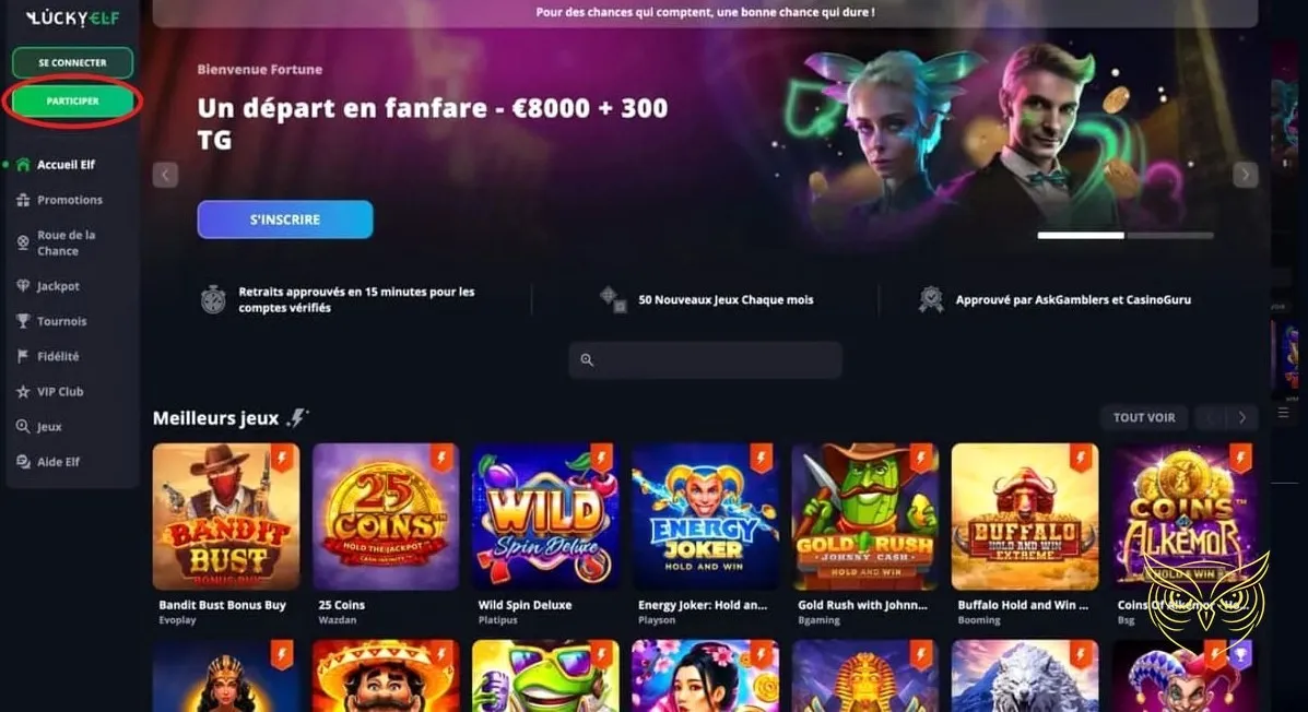 Visuel du bonus de bienvenue Lucky Elf Casino