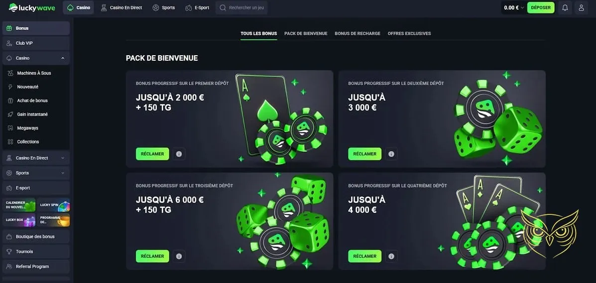 Capture d'écran des machines à sous Lucky Wave Casino