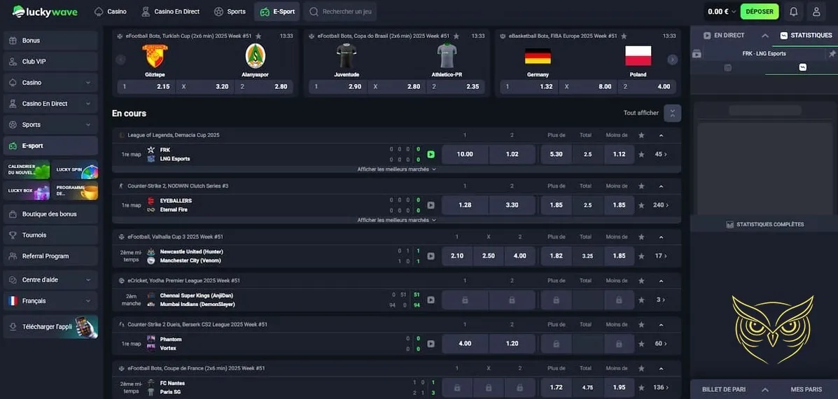 Icône bonus recharge paris sportifs Lucky Wave Casino
