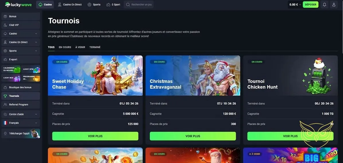 Bouton d'inscription au casino Lucky Wave