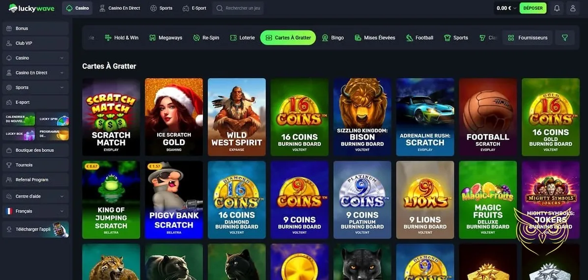 Icône de la section Loterie Lucky Wave Casino