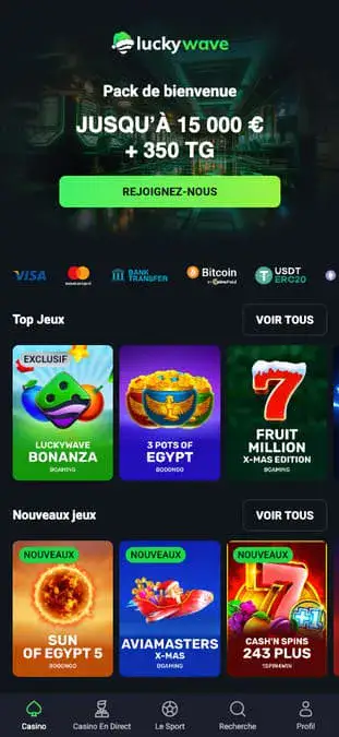 Icône de l'application mobile Lucky Wave Casino
