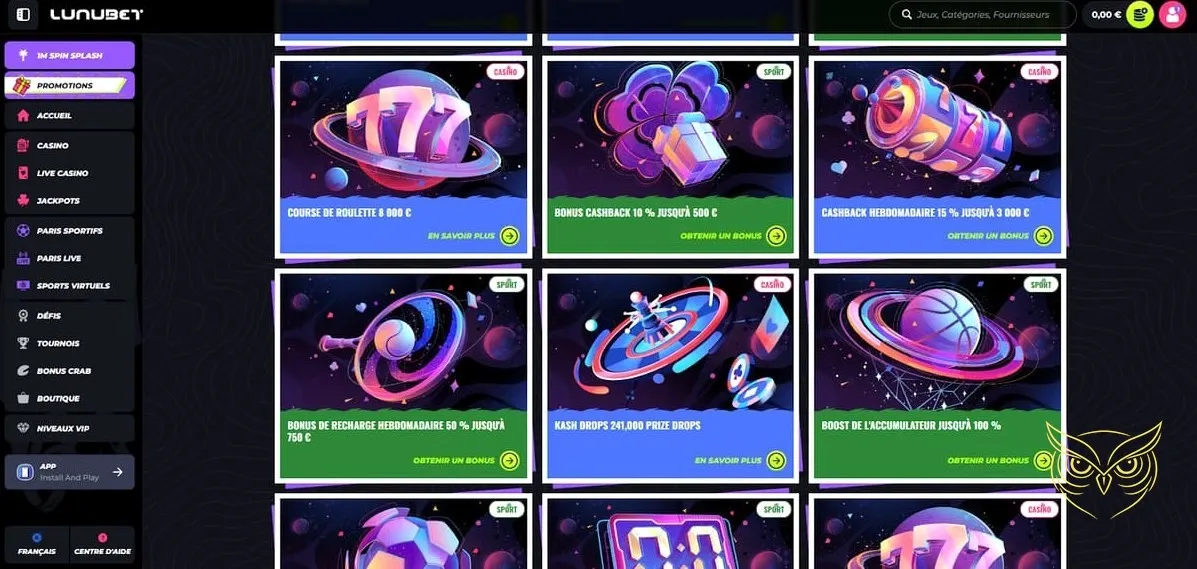 Accès au centre d'aide Lunubet Casino