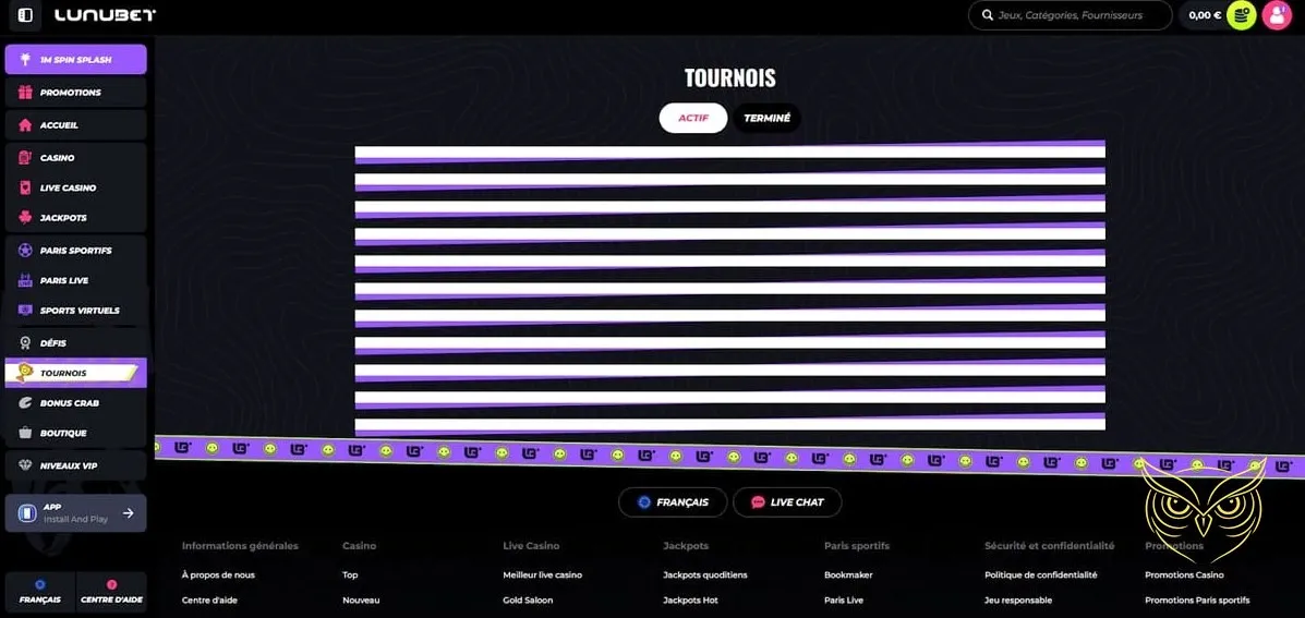 Page d'inscription sur Lunubet Casino