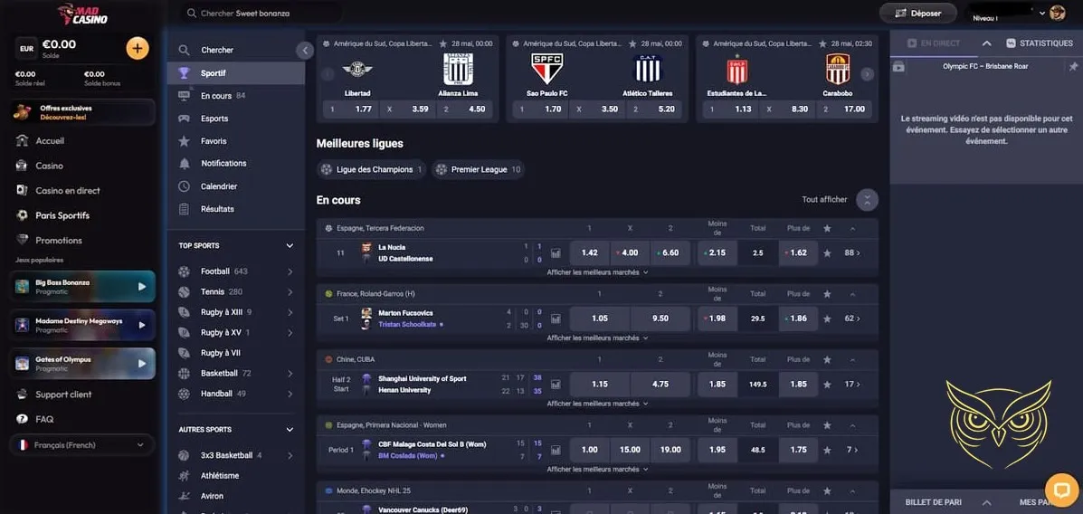 Page de questions fréquentes Mad Casino