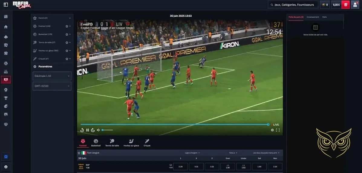 Page du centre d'aide du Mafia Casino