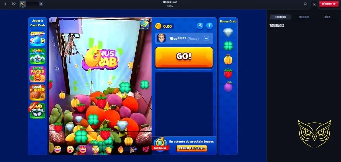 Interface du casino live Mafia Casino