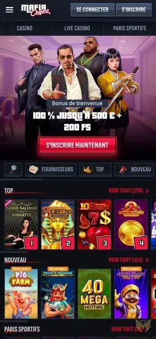 Capture d'écran de l'application Mafia Casino