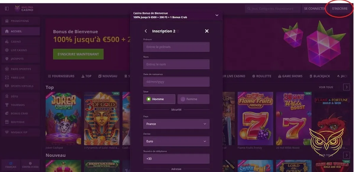 Icône des défis quotidiens Malina Casino