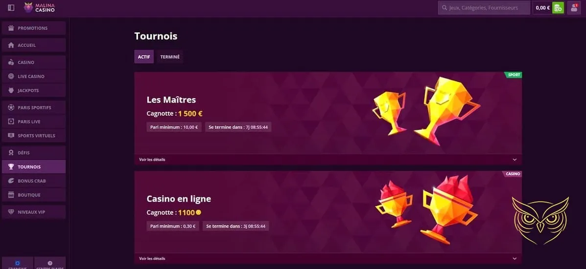 Icône d'inscription sur Malina Casino