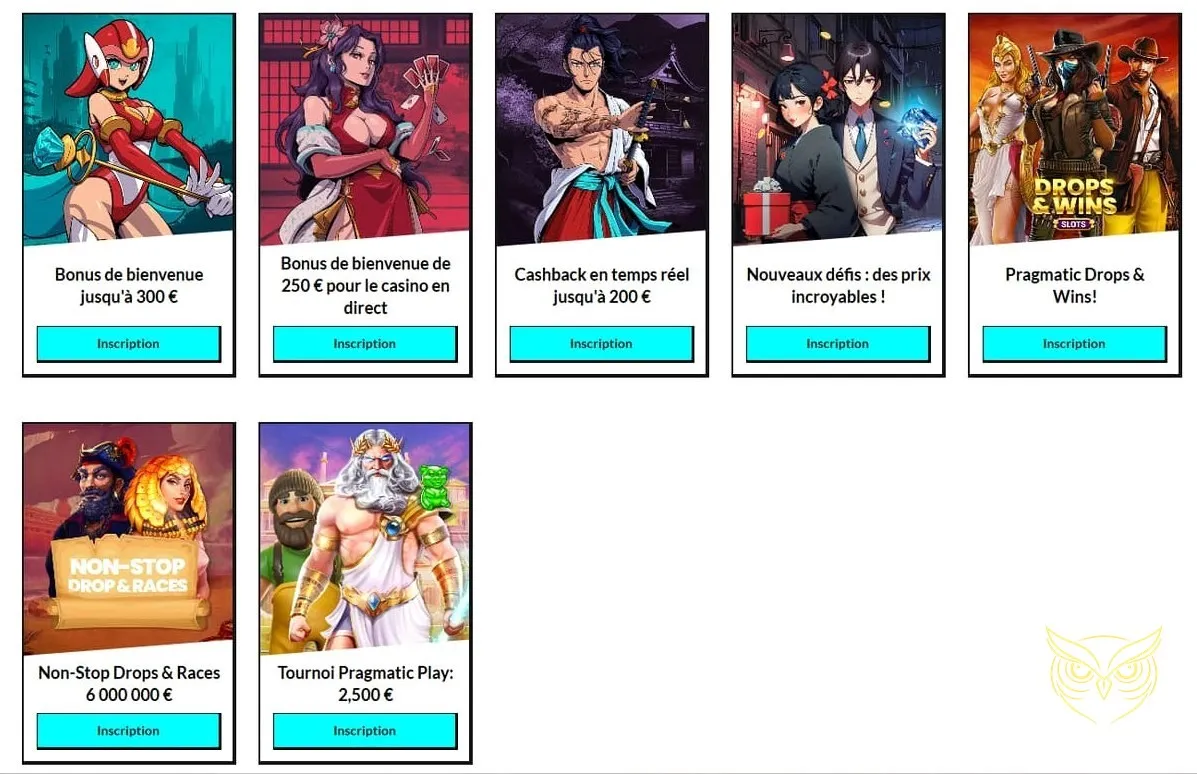 Aperçu des jeux de table du Manga Casino