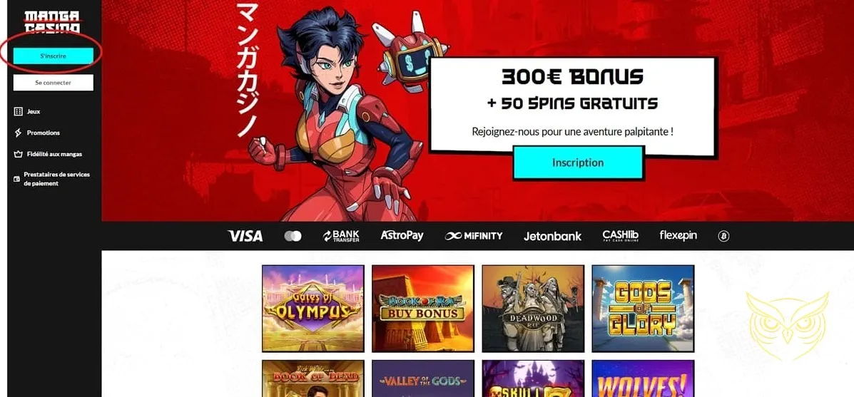 Présentation du bonus de bienvenue Manga Casino