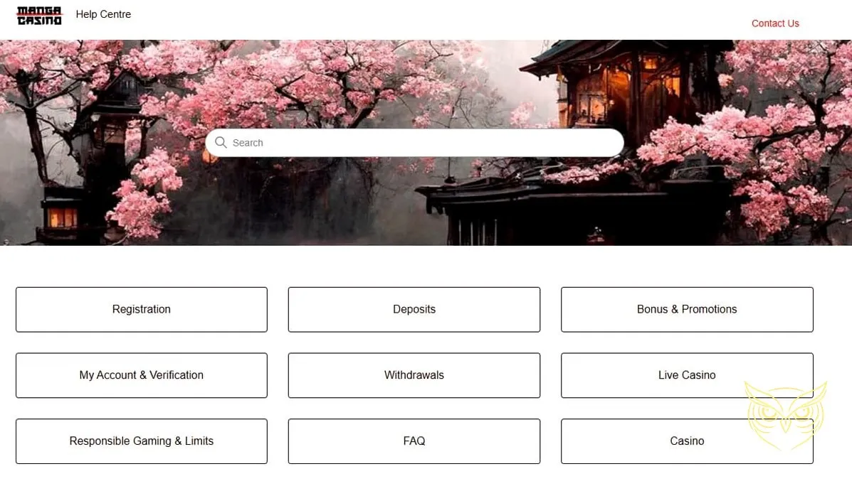 Page des bonus et promotions du casino Manga